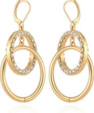 Vince Camuto Crystal Double Hoop Drop Earrings