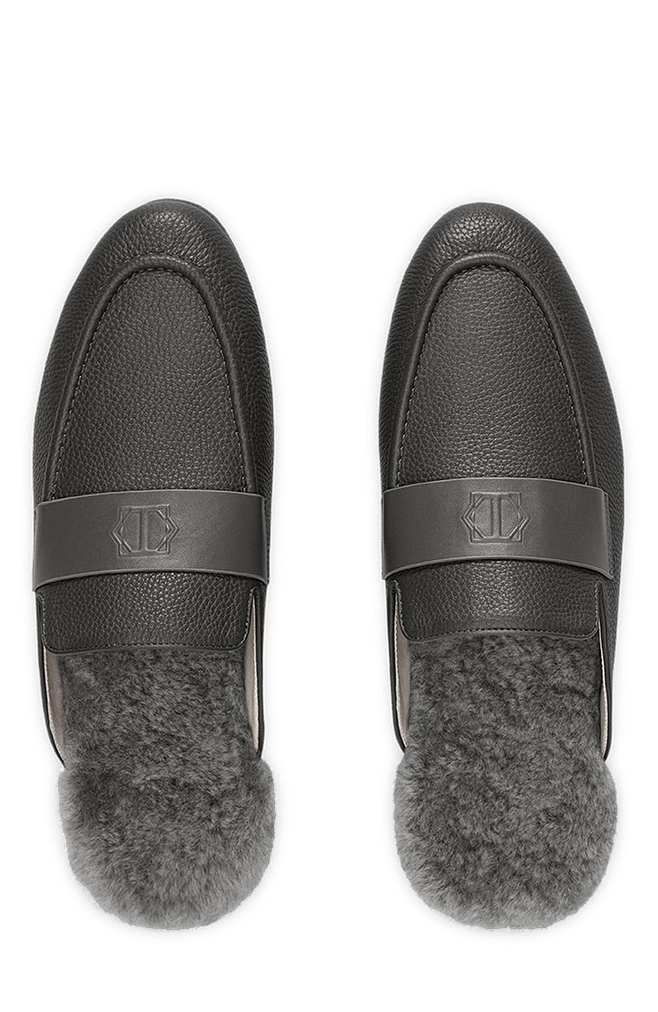 Togas Morten Men's Leather Slippers, Alternate, color, Grey