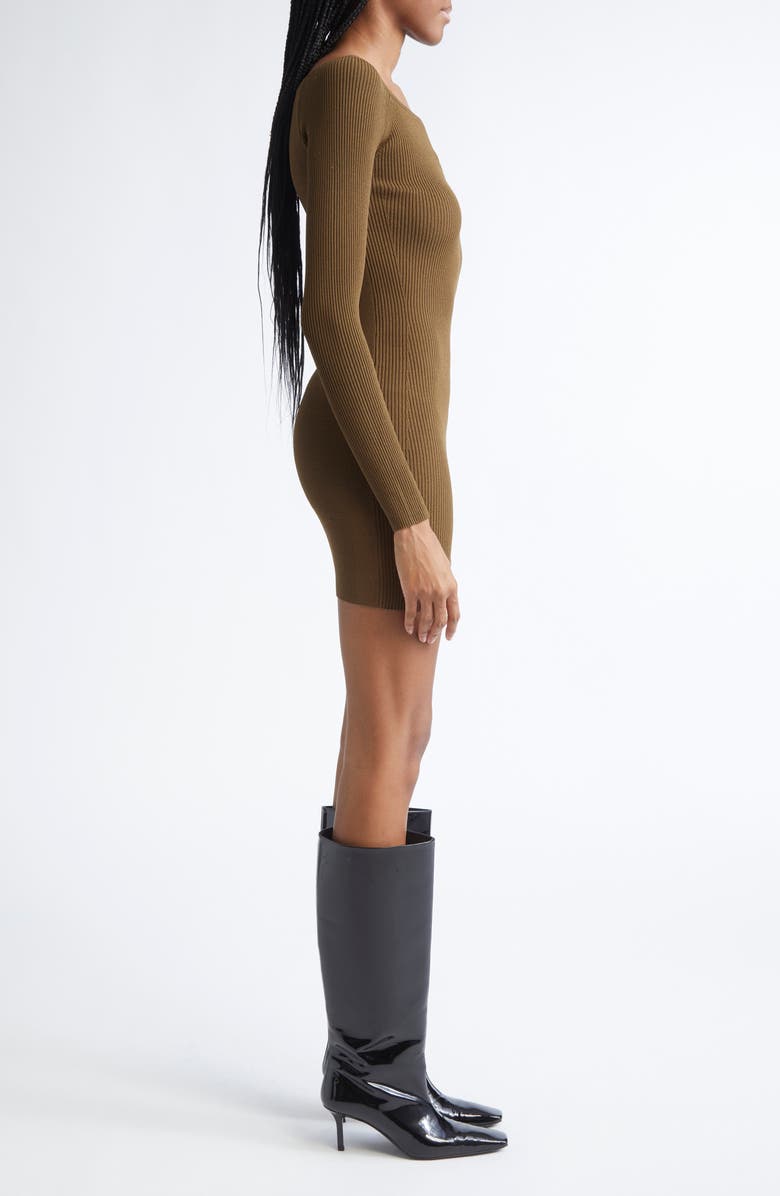 DIESEL<sup>®</sup> M-Vera Metallic Oval D Cutout Long Sleeve Rib Minidress, Alternate, color, Green/ Moss