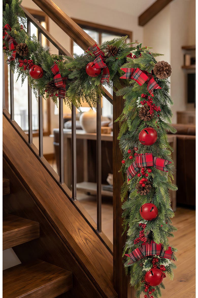 6ft Christmas Berry & Pinecone Floral Garland, Alternate, color, Red