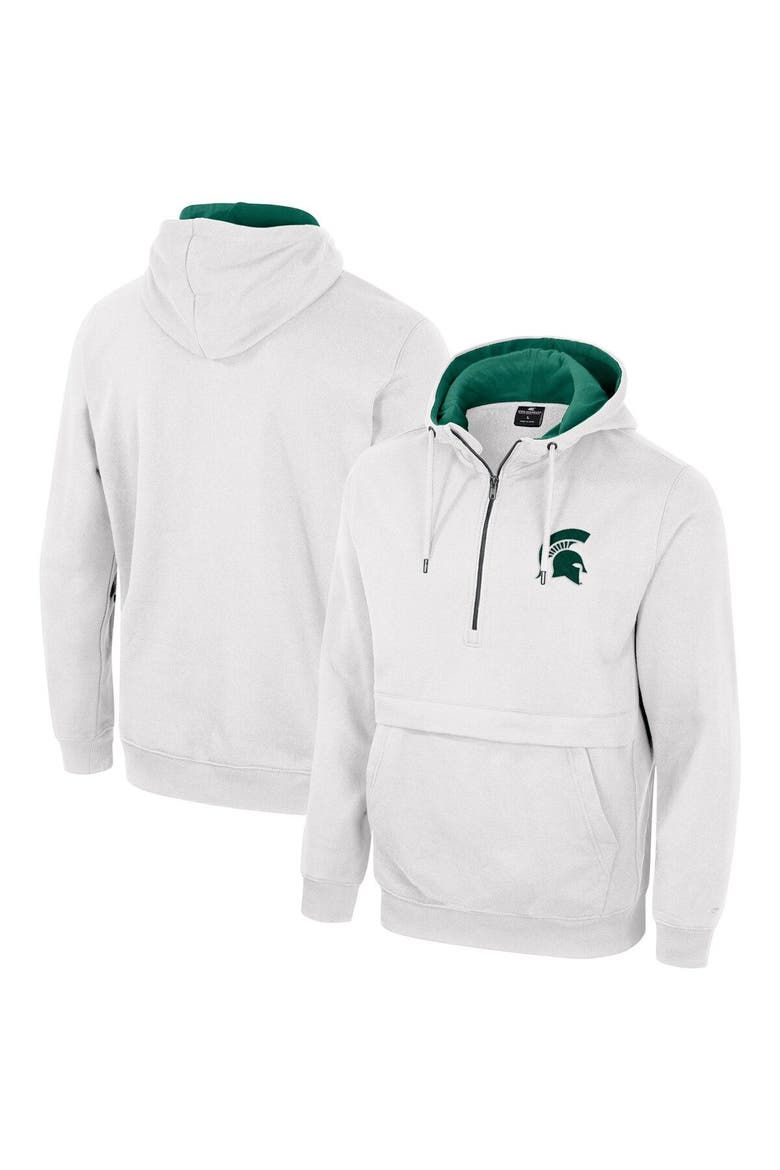 Men's Colosseum White Michigan State Spartans Half-Zip Hoodie, Main, color, White