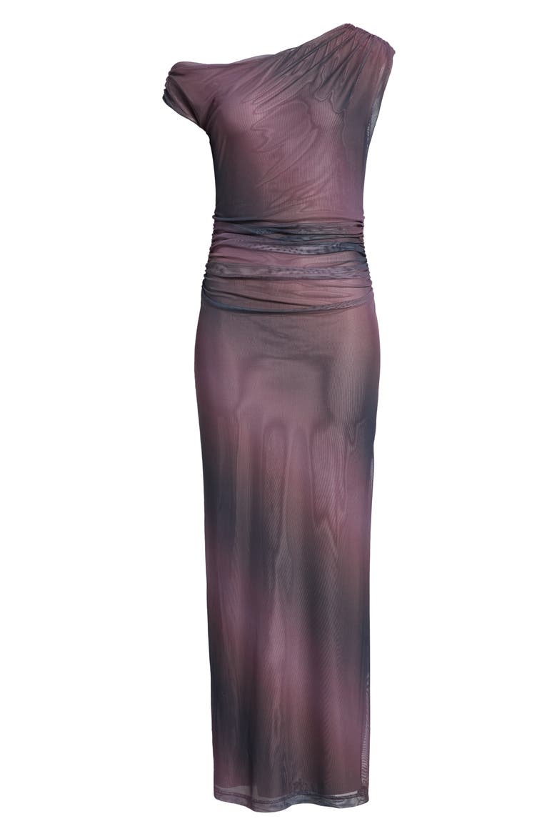 Finley Ruched Mesh Maxi Dress, Alternate, color, PLUM