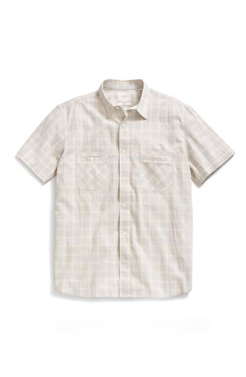 Donels Plaid Short Sleeve Cotton Seersucker Button-Up Shirt