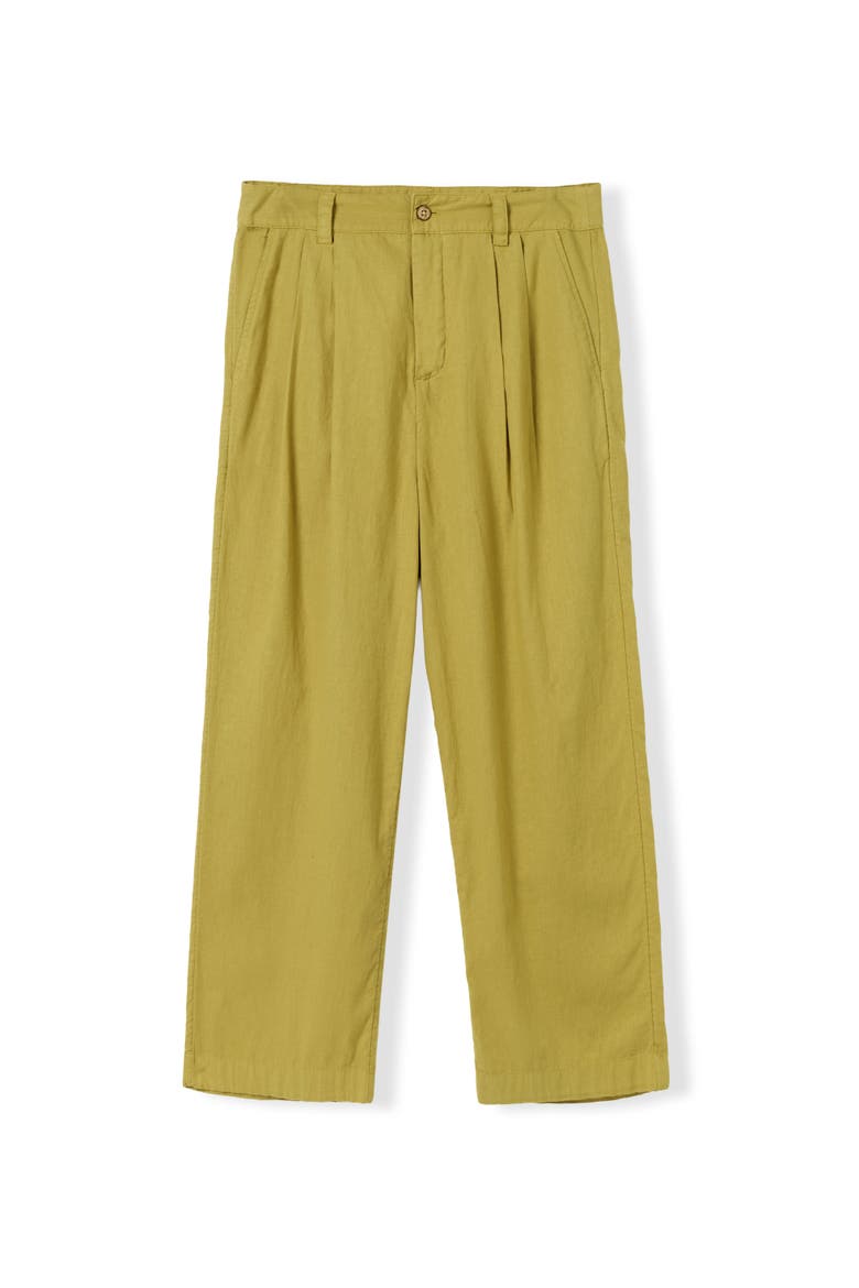 Pleat Front Crop Pants, Alternate, color, Bright Khaki
