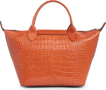Small Le Pliage Croc Embossed Tote
