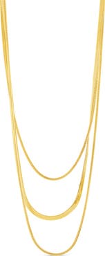 Sterling Forever Everly Herringbone Chain Layered Necklace