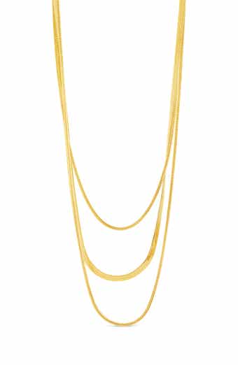 Sterling Forever Everly Herringbone Chain Layered Necklace