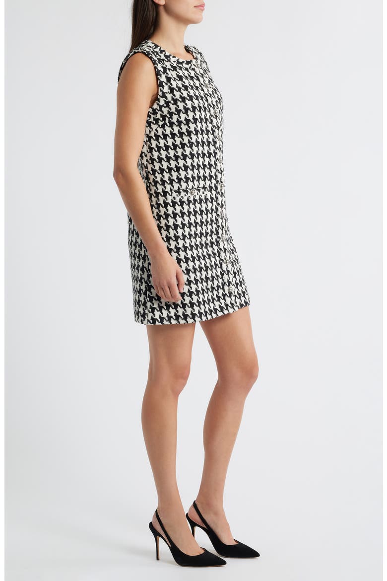 Houndstooth Check Shift Minidress, Alternate, color, BLACK/ WHITE