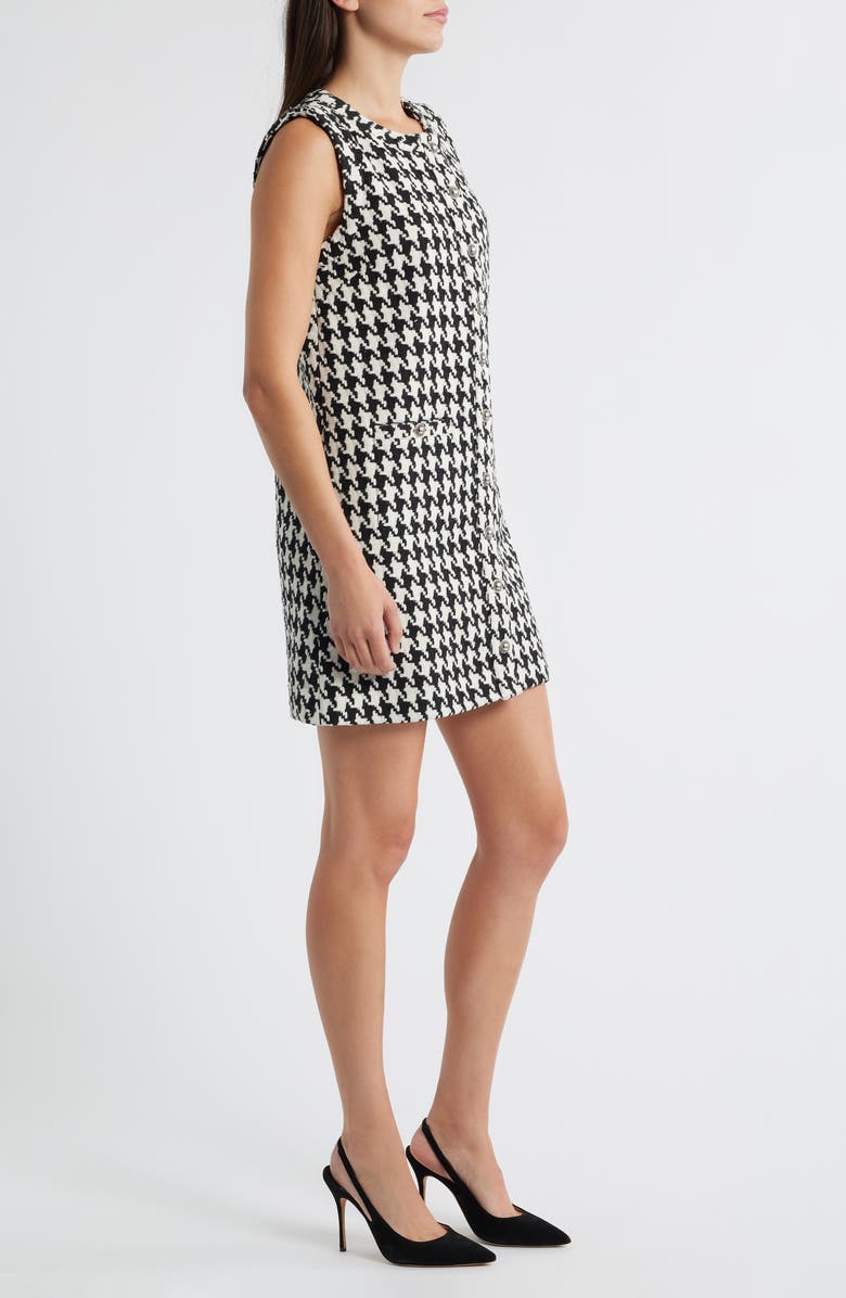 ZOE AND CLAIRE Houndstooth Check Shift Minidress, Alternate, color, Black/ White