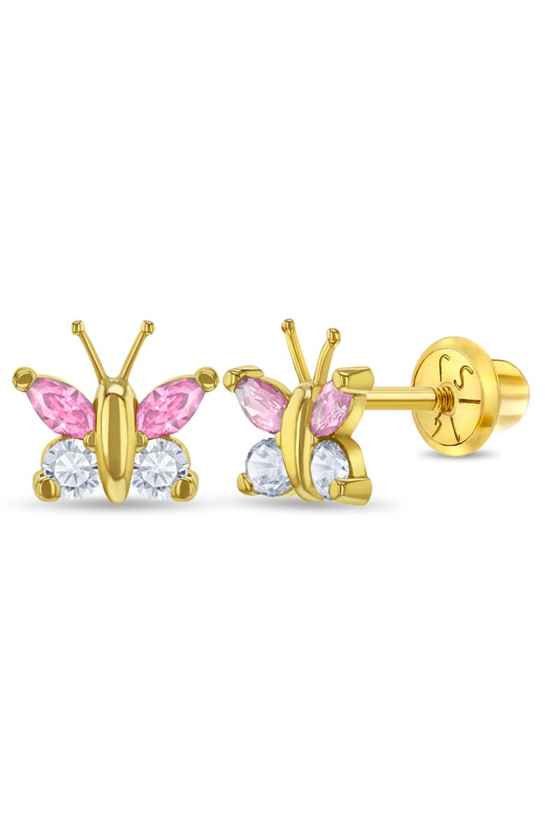 14k Dazzling Butterfly Girl Earrings, Main, color, Pink