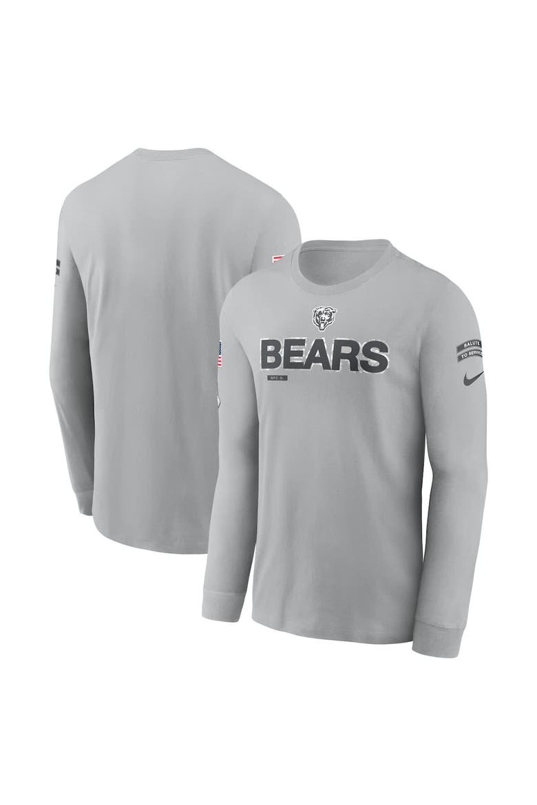 Men's Nike Gray Chicago Bears 2024 Salute To Service Long Sleeve T-Shirt, Main, color, Gray