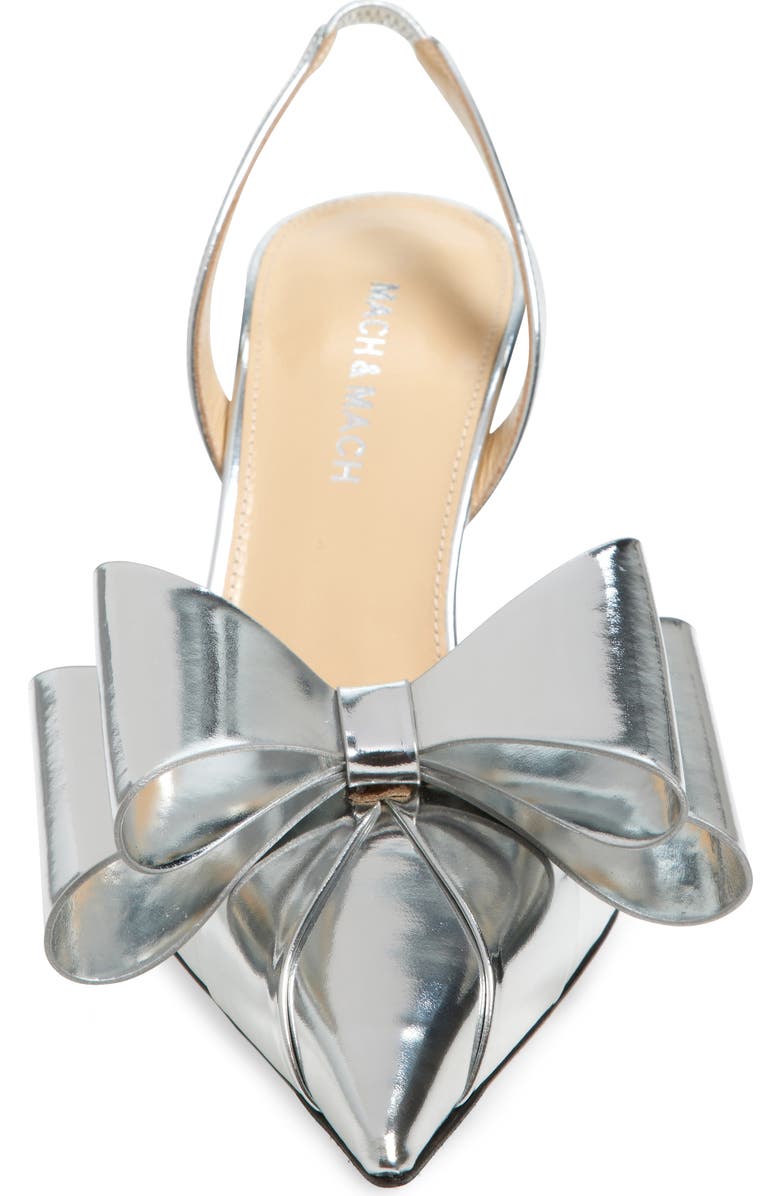 Mach & Mach Le Cadeau Bow Pointed Toe Metallic Slingback Pump, Alternate, color,
