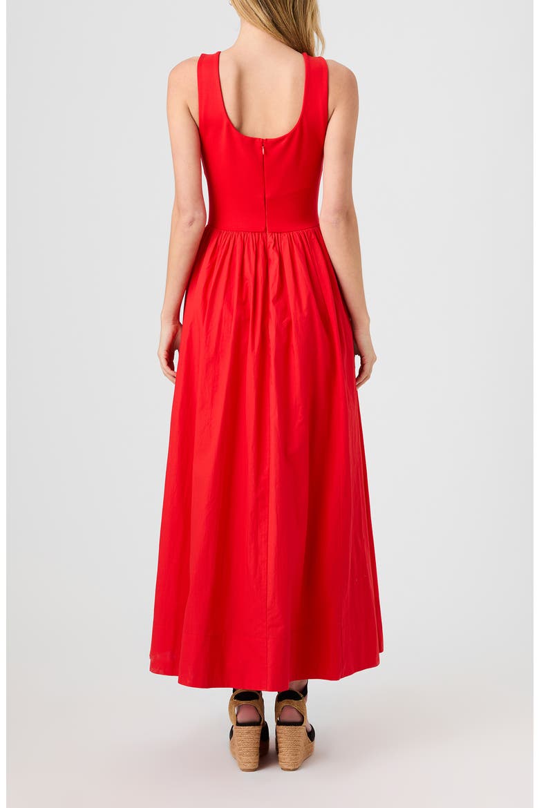 Jia Mixed Media Maxi Dress, Alternate, color, CANDIED APPLE RED
