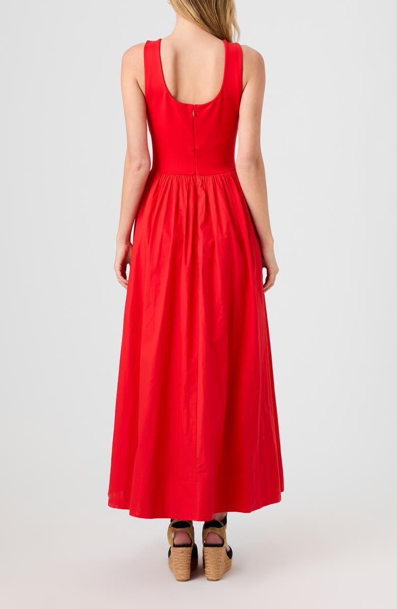 French Connection Jia Mixed Media Maxi Dress, Alternate, color, Candied Apple Red