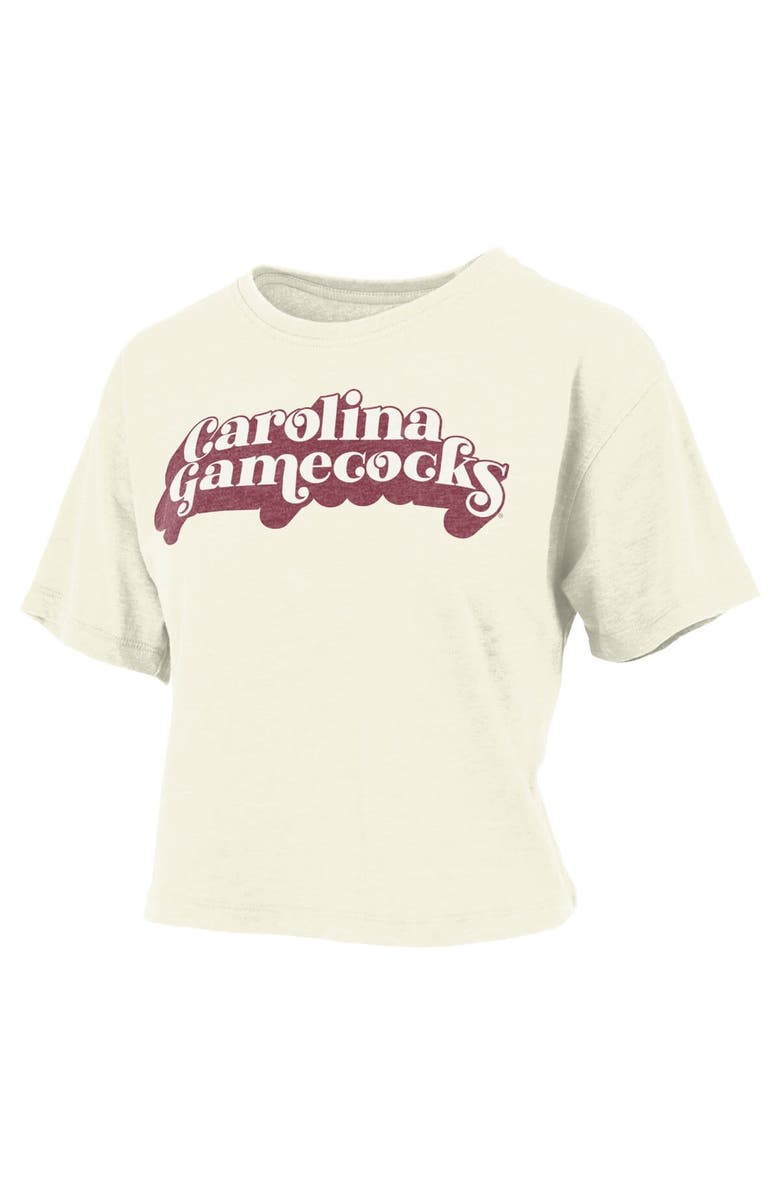 PRESSBOX Women's Pressbox White South Carolina Gamecocks Vintage Easy Team Name Waist-Length T-Shirt, Alternate, color, White