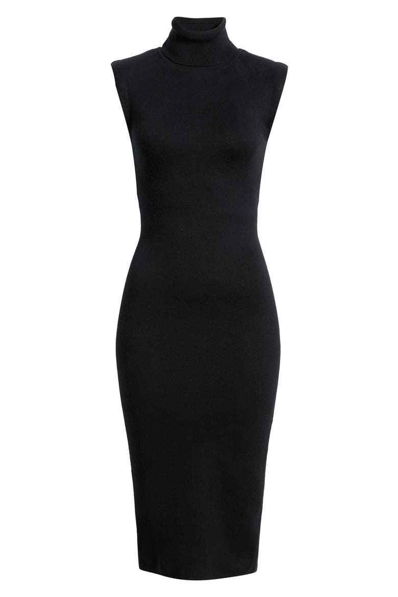 Gaia Cashmere Sleeveless Turtleneck Midi Dress, Alternate, color, BLACK