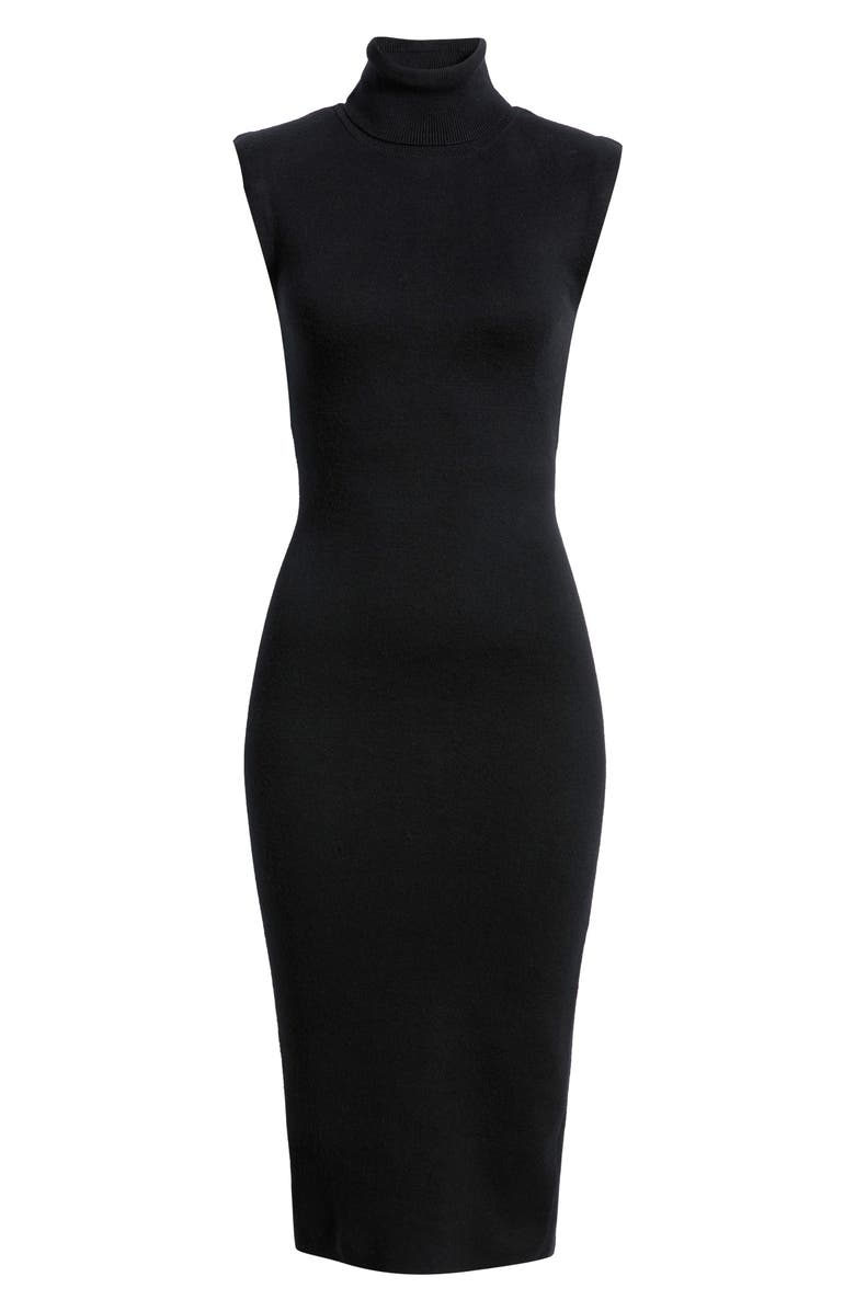 HOUSE OF CB Gaia Cashmere Sleeveless Turtleneck Midi Dress, Alternate, color, Black