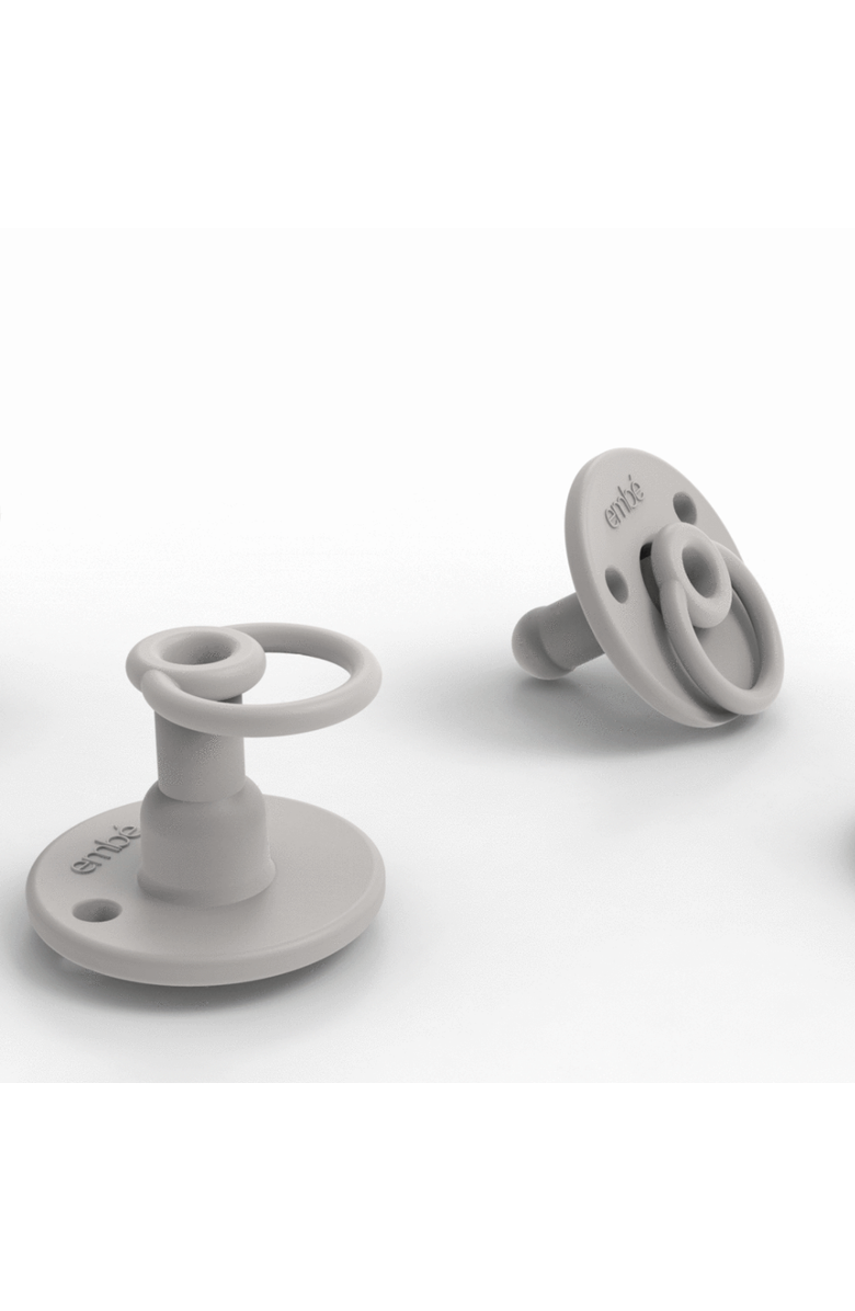 embé 2-pack Baby Binnie Stow-Away Retractable Silicone Pacifier, Main, color, Pebble