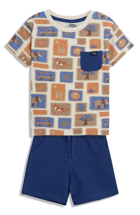 Safari Print Cotton T-Shirt & Shorts Set (Baby)