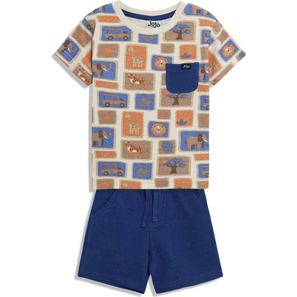 JOJO MAMAN BÉBÉ JOJO MAMAN BEBE SAFARI PRINT COTTON T-SHIRT & SHORTS SET