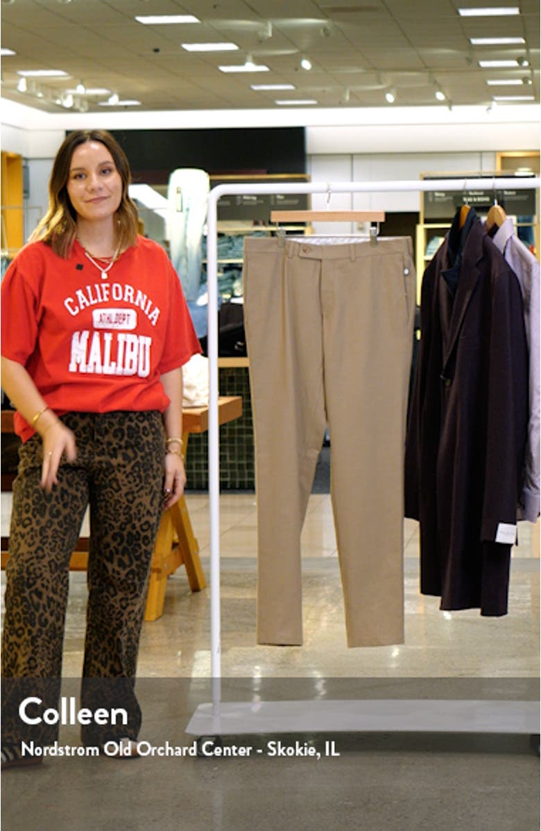 Palmer Flat Front Stretch Cotton & Wool Pants, sales video thumbnail