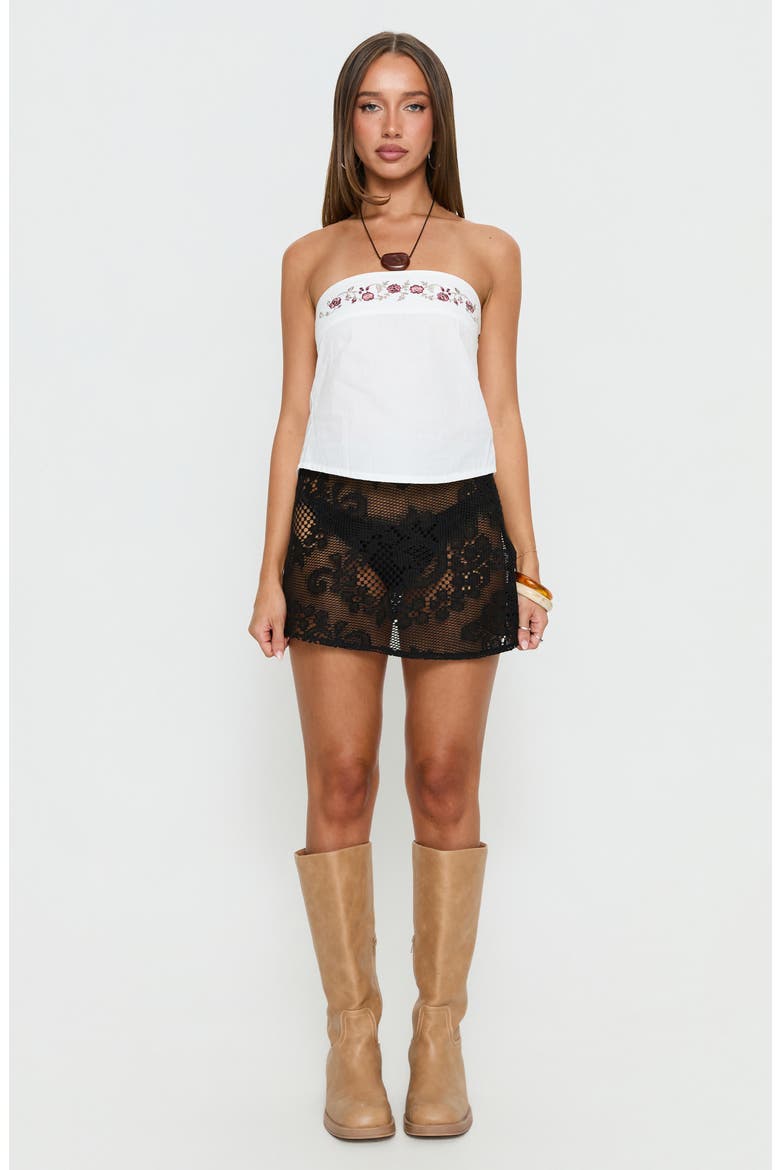 Somie Crochet Lace Miniskirt, Alternate, color, BLACK