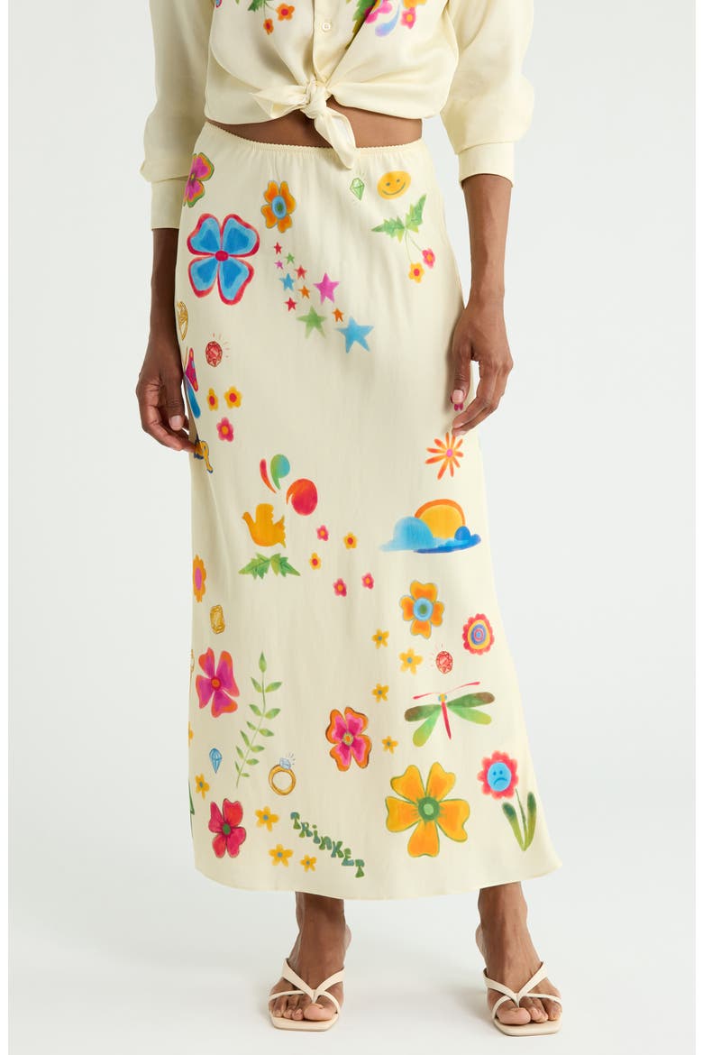 The Slip Through Your Fingers Satin Bias Skirt, Main, color, MYSTICAL GARDEN