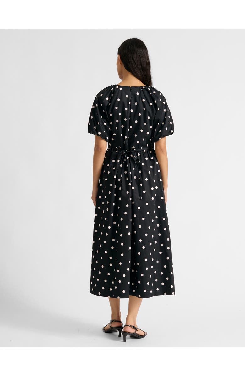 Albaray Large Spot V-Neck Midi Dress, Alternate, color, Black