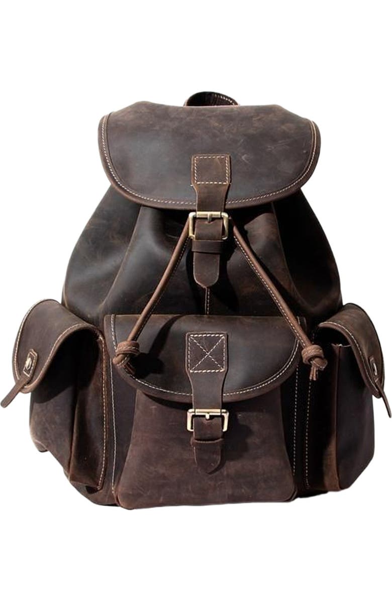 STEEL HORSE LEATHER The Asmund Backpack | Genuine Leather Rucksack, Main, color, Brown