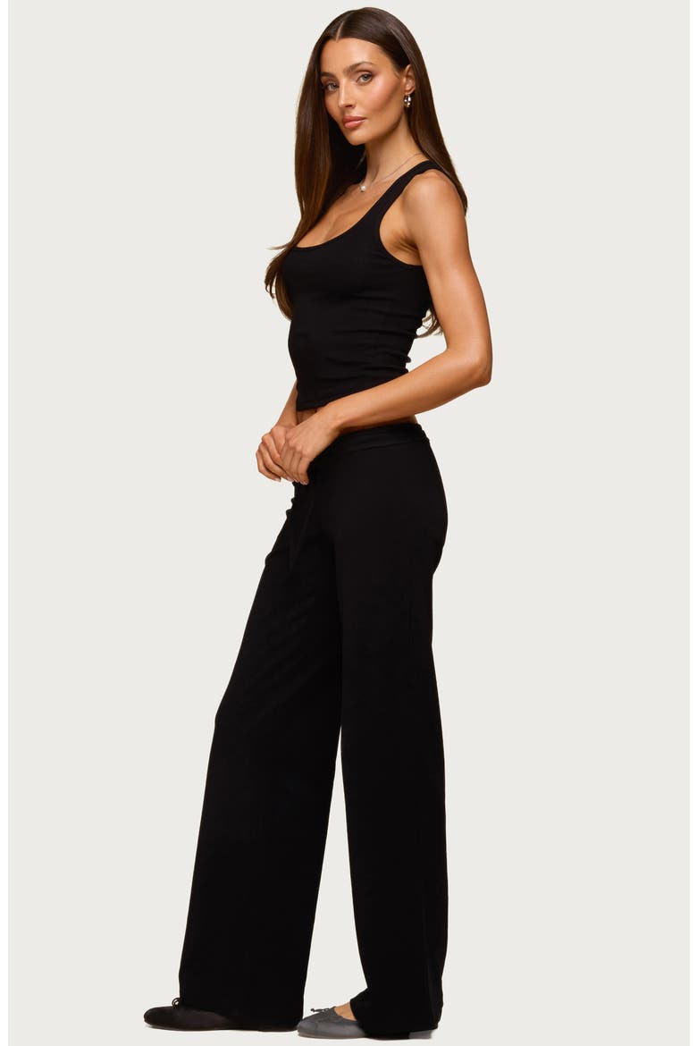 Claudia Stretch Cotton Straight Leg Drawstring Pants, Alternate, color, BLACK