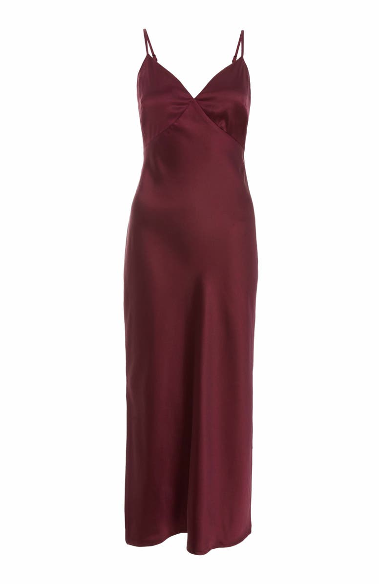 QUIZ Satin V Neck Slip Maxi Dress, Alternate, color, 