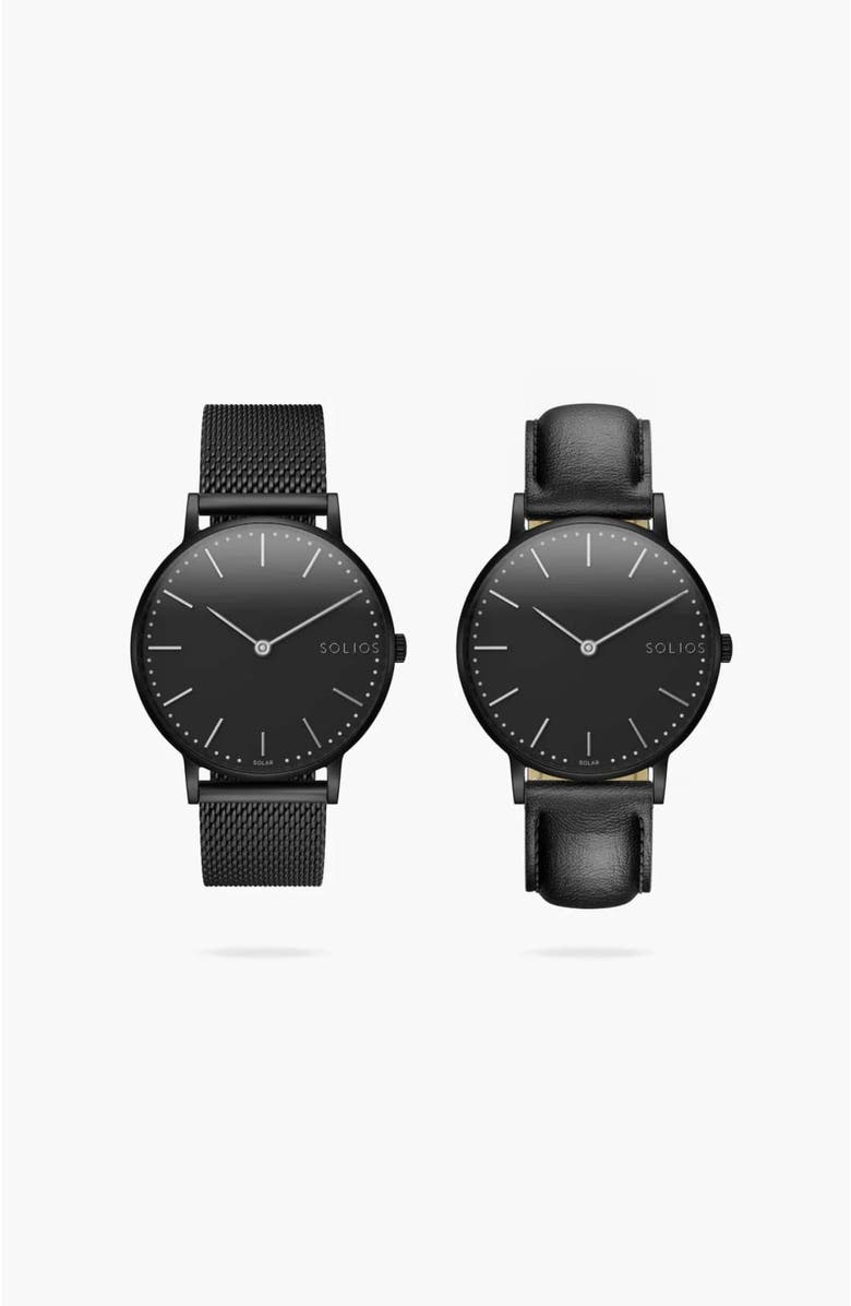 Solios Watches The Solar Classic Bundle | Black Dial - Black Case, Alternate, color, 