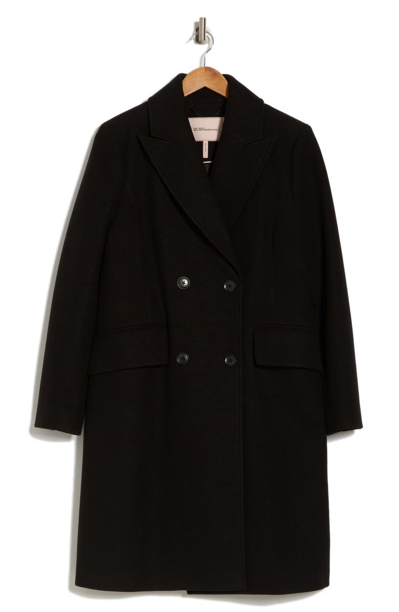 BCBGeneration Peak Lapel Double Breasted Coat, Alternate, color, 