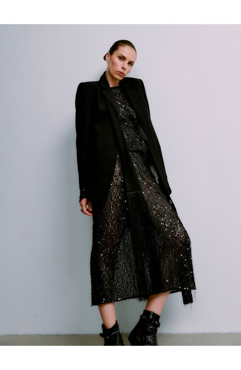 DAY Birger et Mikkelsen Tulli Shimmering Sequin Midi Skirt, Alternate, color, Black