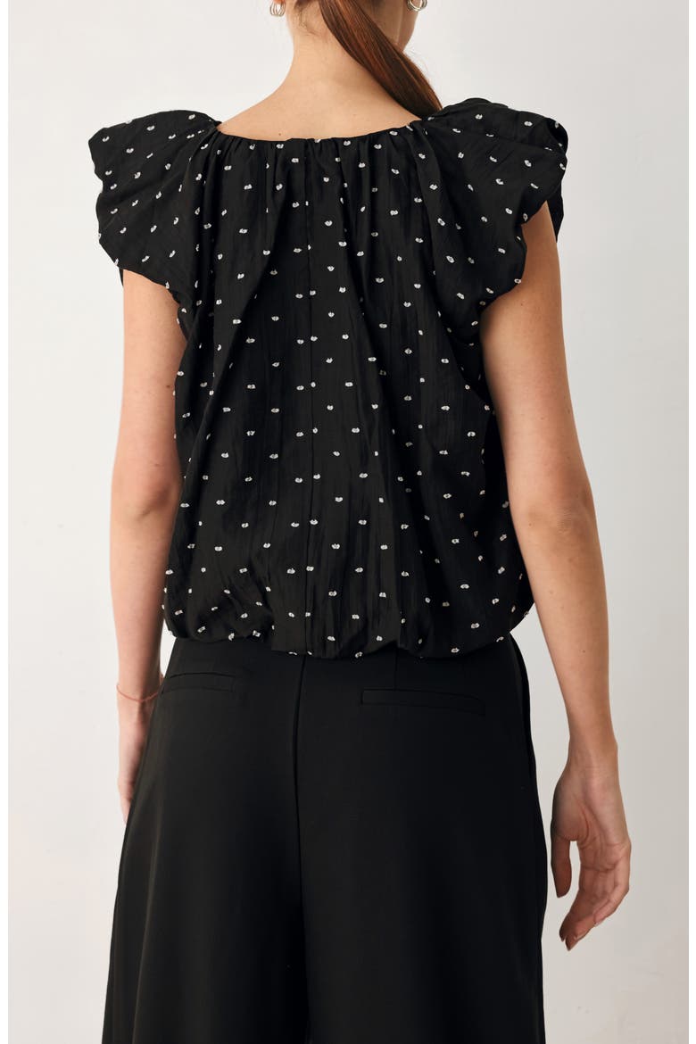 Textured Ruffle Shoulder Tencel Top, Alternate, color, BLACK