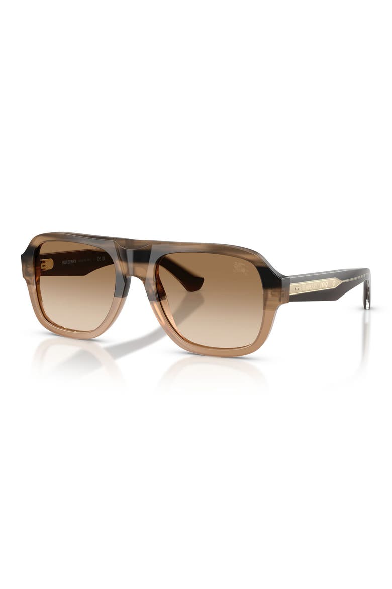 55mm Pilot Sunglasses, Alternate, color, STRIPED BEIGE / BROWN