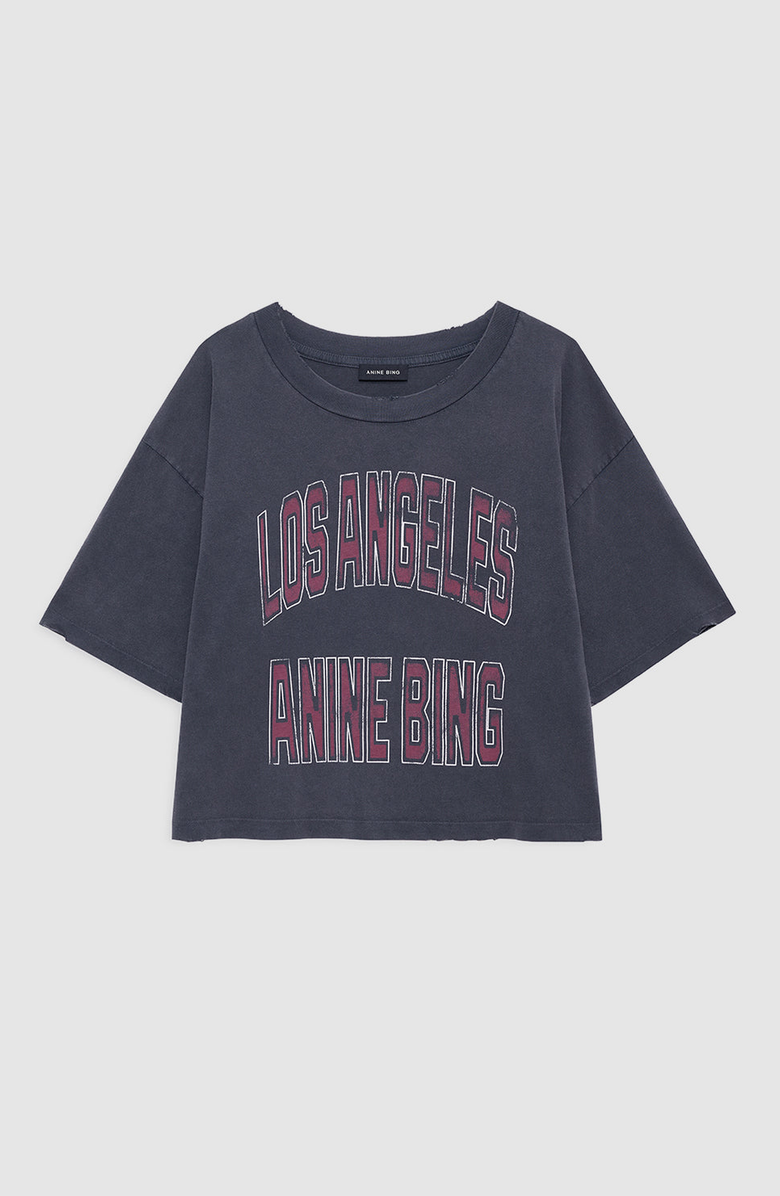 ANINE BING Johnny Cropped Tee, Alternate, color, Washed Black