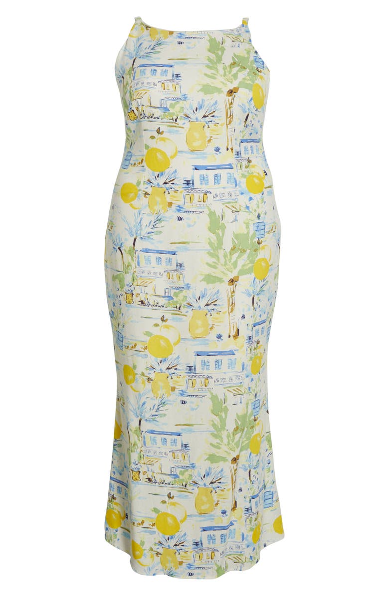 SUGARLIPS Amalfi Coast Mizie Open Back Dress, Alternate, color, White/ Blue