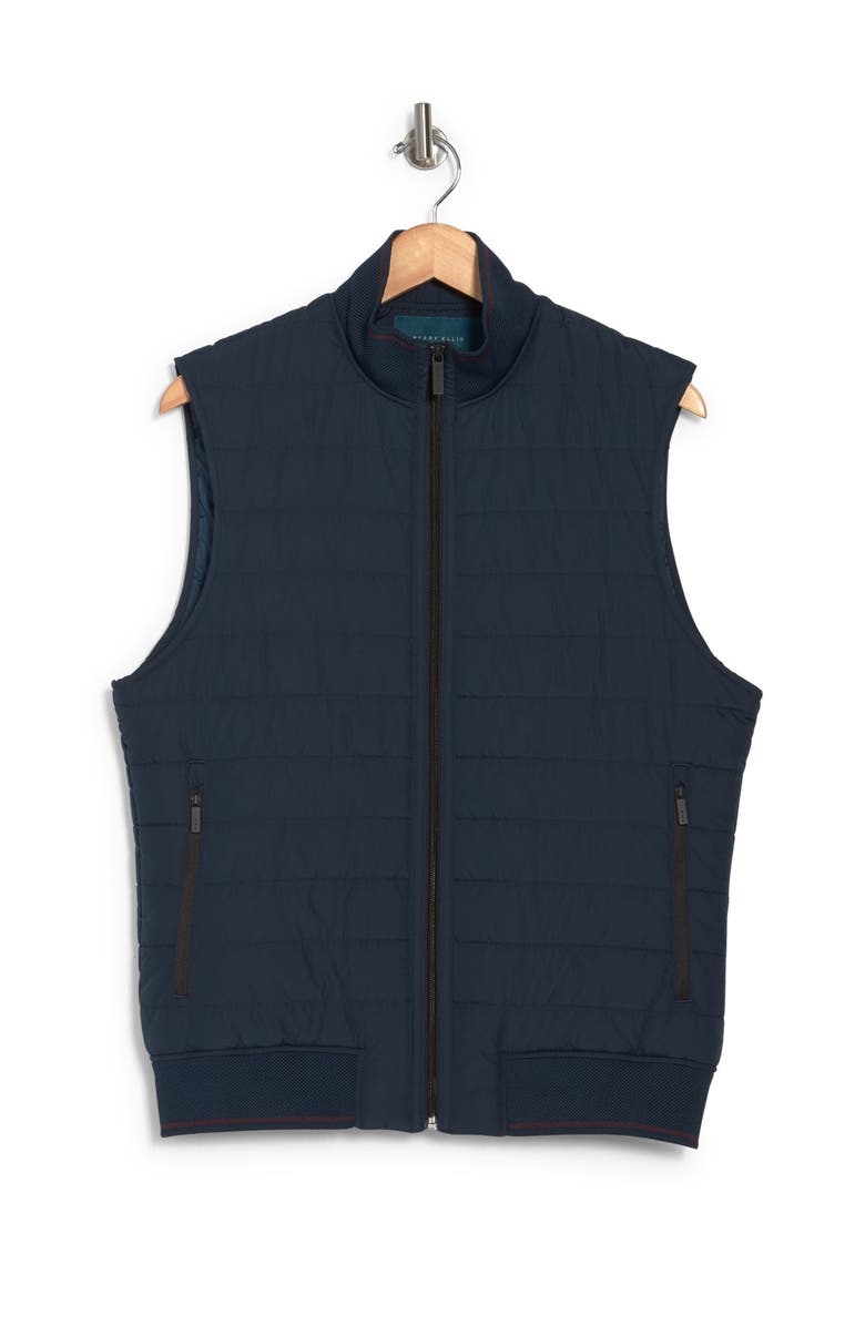 Perry Ellis Quilted Puffer Vest, Alternate, color, Dark Sapphire