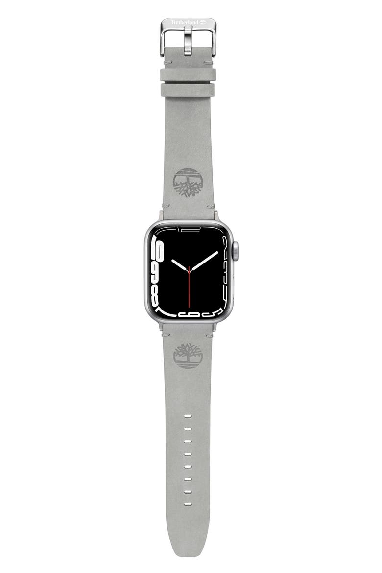 Leather Apple Watch® Strap, Alternate, color, GRAY