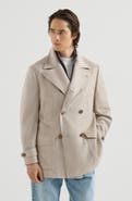 Brunello Cucinelli Cashmere chevron flannel four-pocket pea coat
