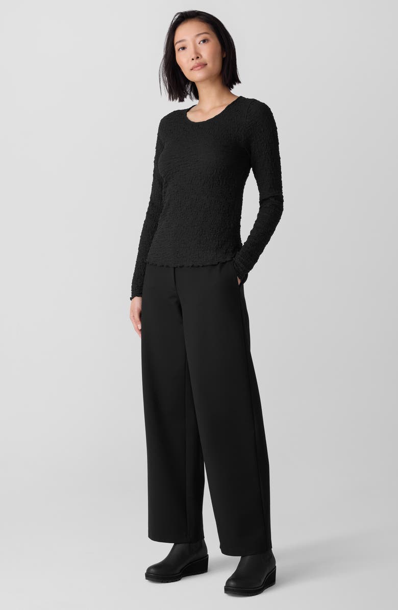 Eileen Fisher Long Sleeve Organic Cotton Crewneck Top, Alternate, color, Black