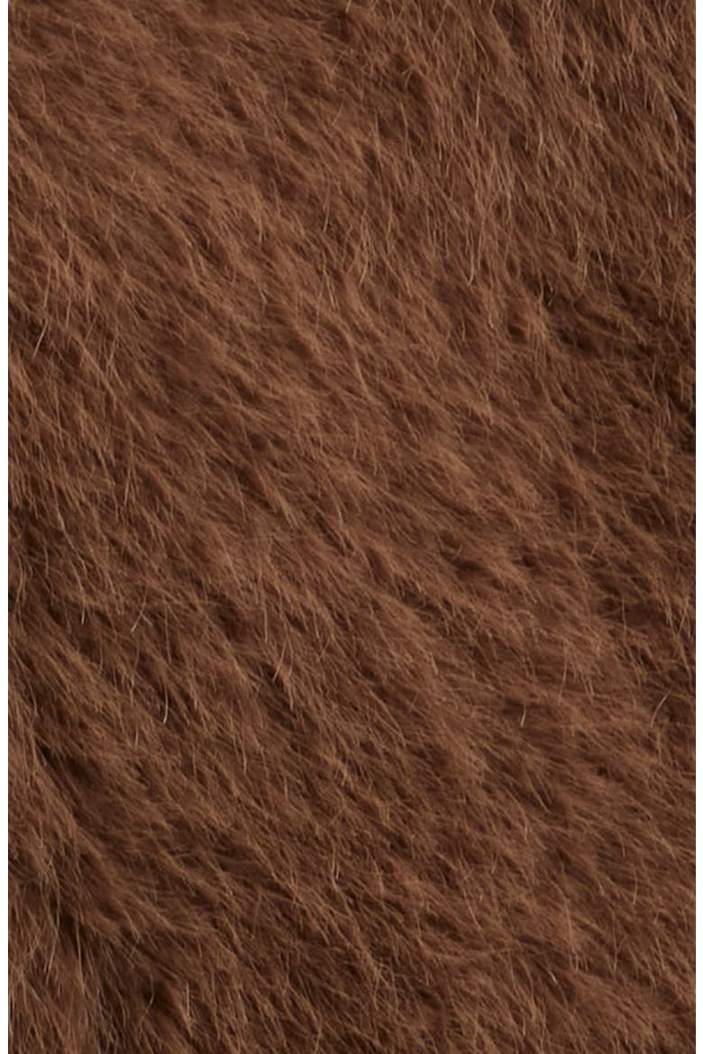 Reefer Faux Fur Longline Coat, Alternate, color, PORTOBELLO