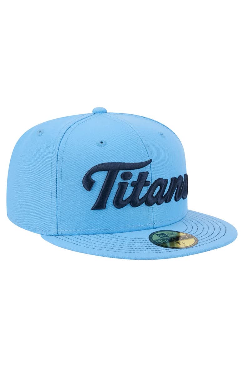 Men's New Era  Light Blue Tennessee Titans Script 59FIFTY Fitted Hat, Alternate, color, Light Blue