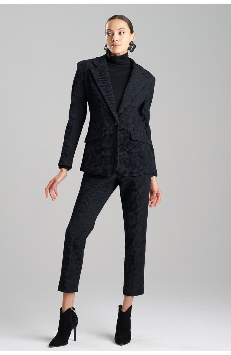 Natori Textured Cotton Jacquard Jacket, Main, color, Black