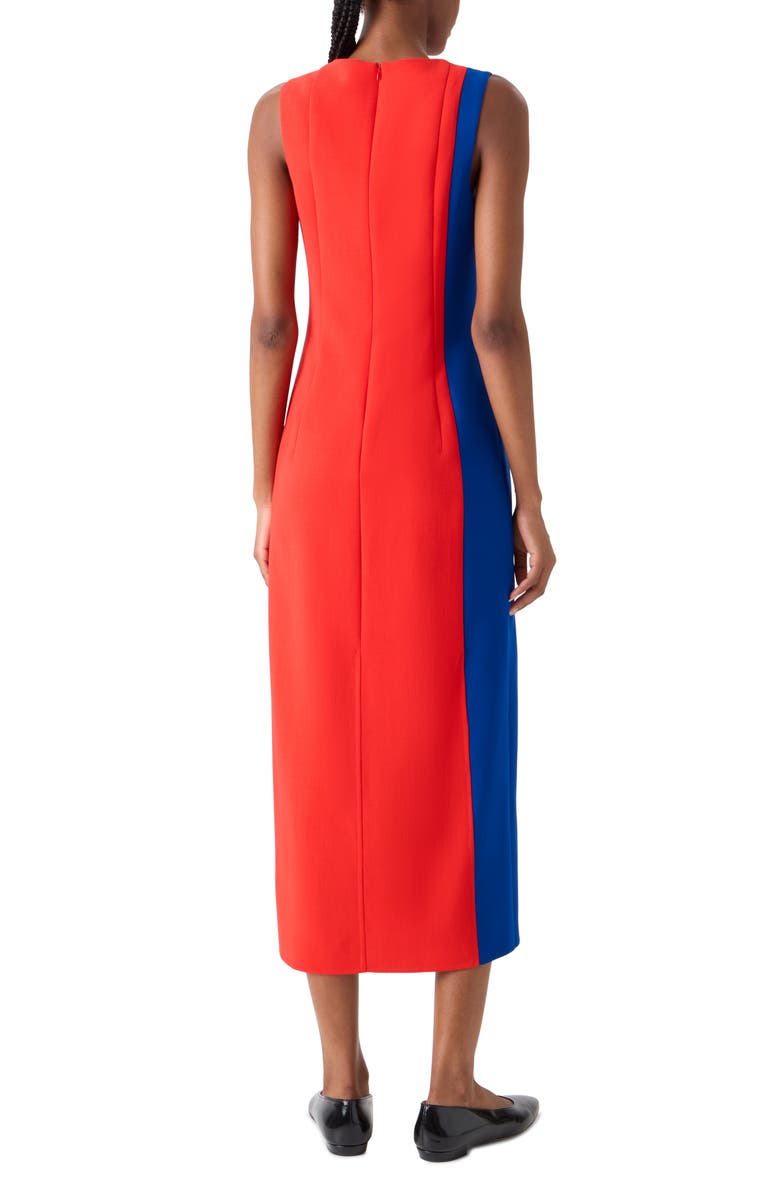 Akris High Plains Colorblock Wool Blend Sheath Dress, Alternate, color, Vermillion-Lapis Blue