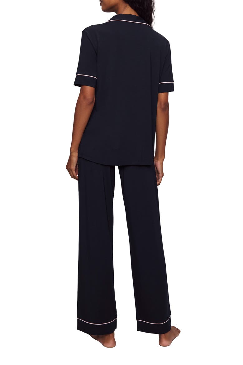 Gisele Short Sleeve Pant Pajamas, Alternate, color, BLACK/ SORBET PINK