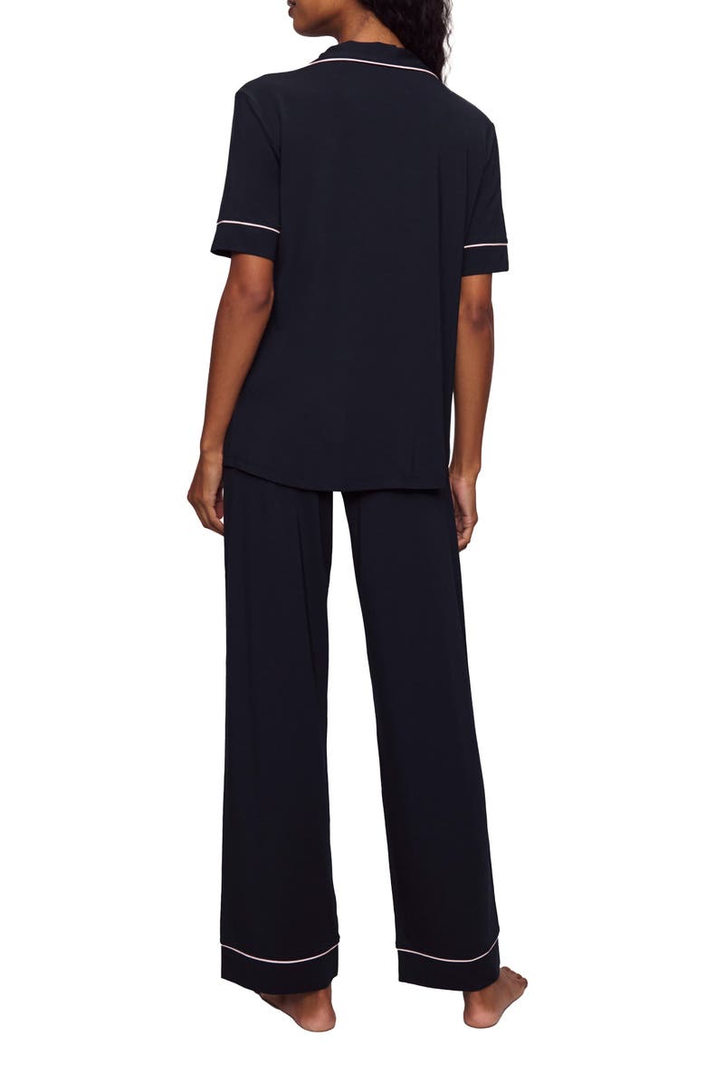 Eberjey Gisele Short Sleeve Pant Pajamas, Alternate, color, Black/ Sorbet Pink