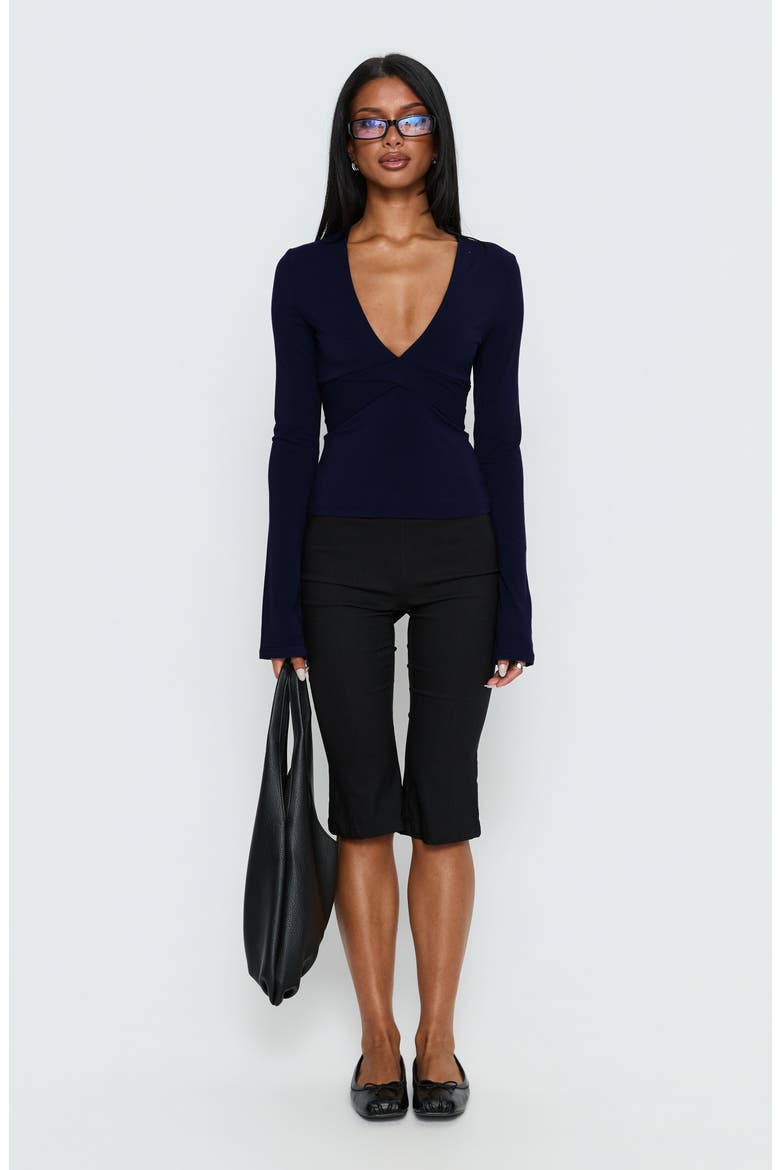 Madelon Wrap Long Sleeve Top, Alternate, color, NAVY
