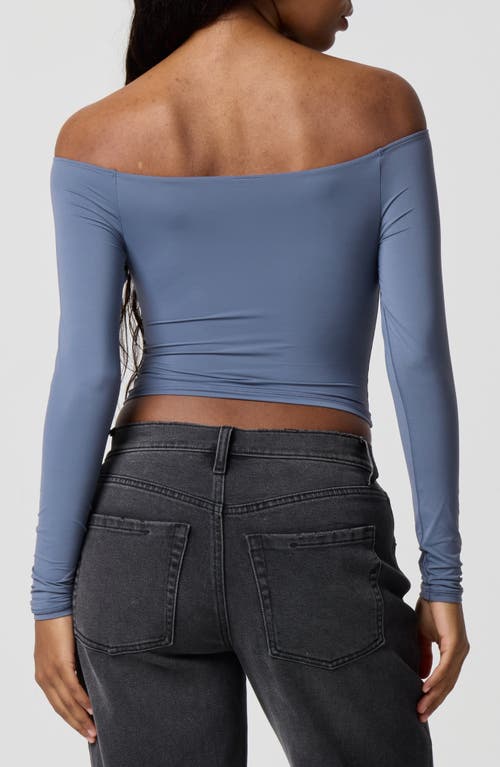 Florence By Mills Off The Shoulder Crop Top In Blue